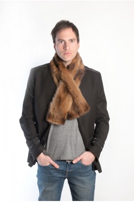 Polecat fur scarf unisex - dark